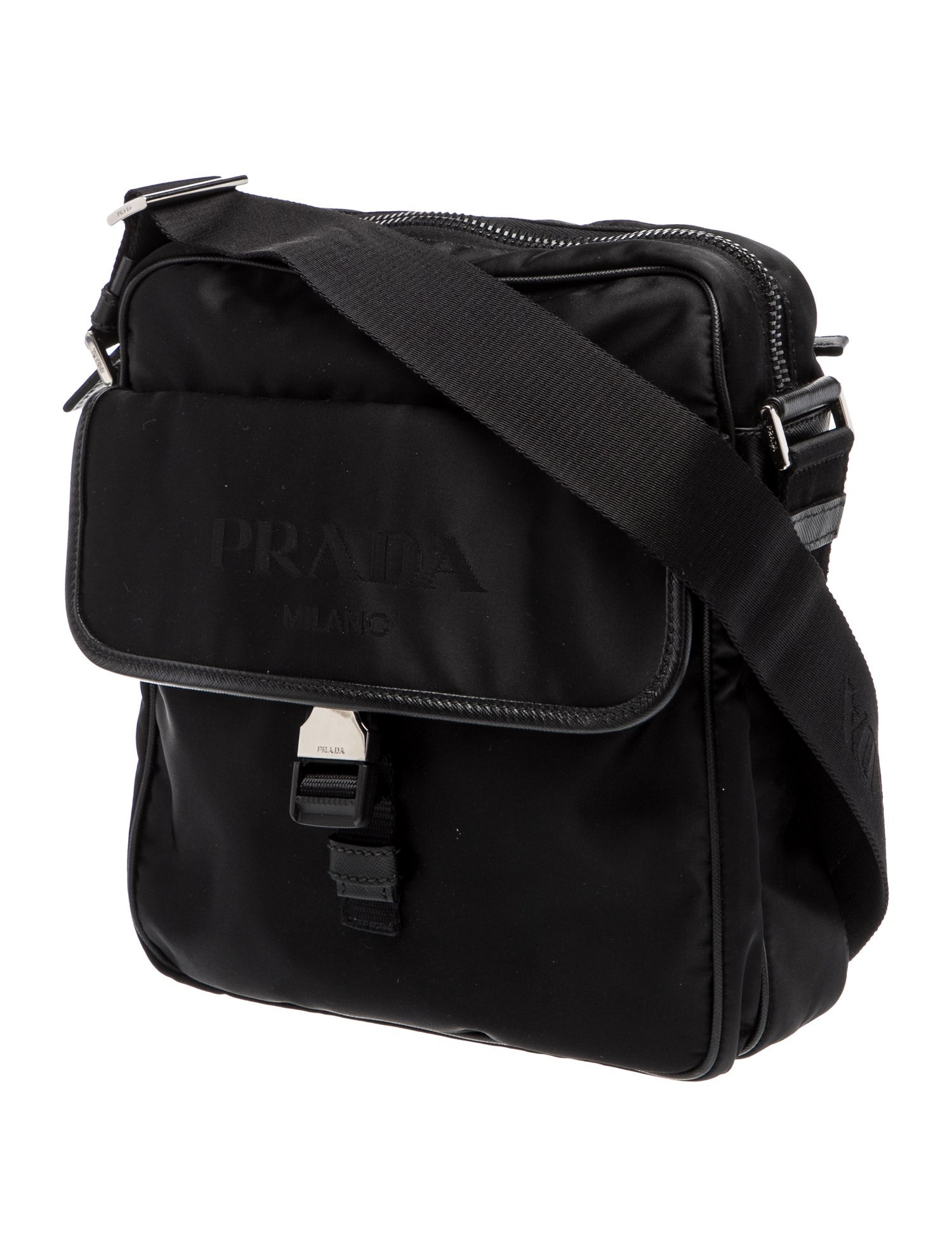 Prada Enameled Metal Triangle Messenger Bag